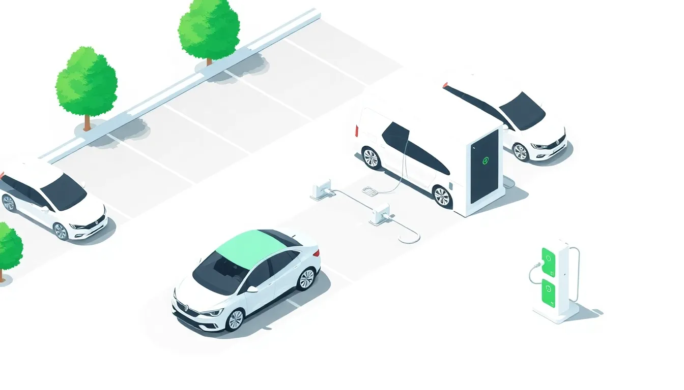 Bornes de recharge électriques installées sur un parking d'entreprise moderne